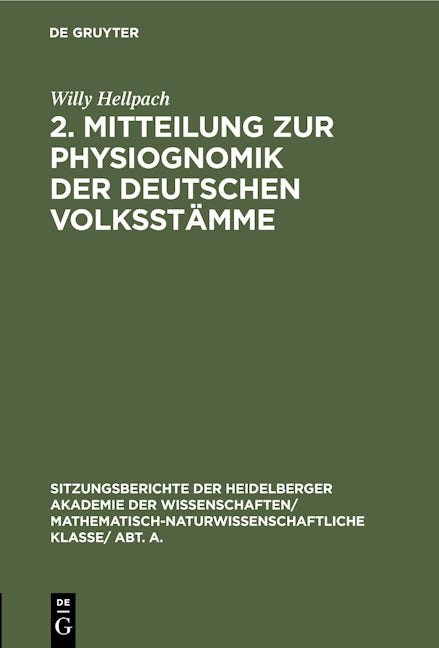 Book cover image for 2. Mitteilung zur Physiognomik der deutschen Volksstämme ISBN: 9783112459270